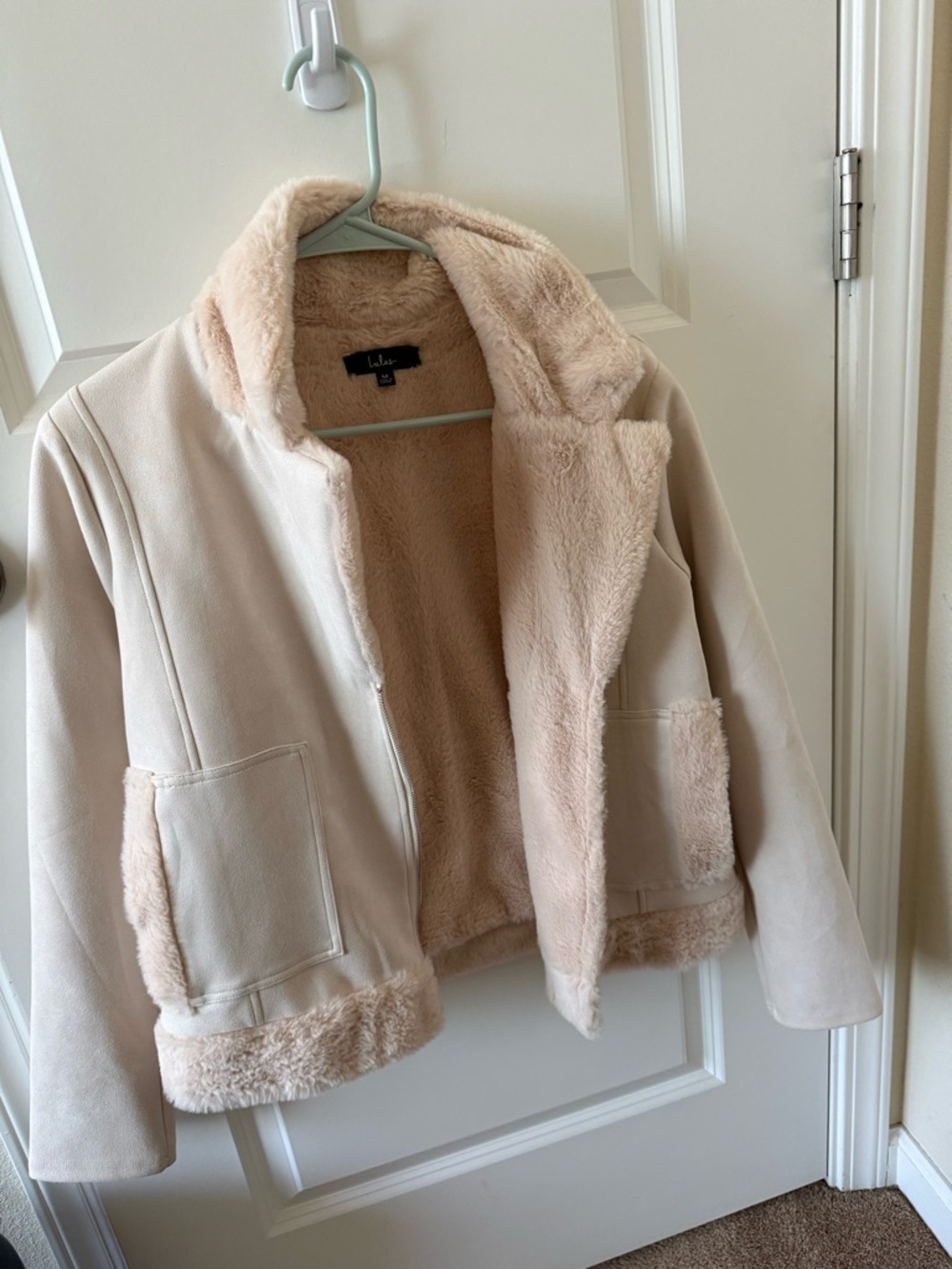 Lulu's Soft Cream Faux Shearling Jacket